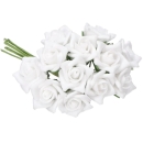 Weiße Schaumrosen mit Stiel, 2 cm, 12 Stück Weiße Schaumrosen mit Stiel, 2 cm, 12 Stück