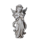Betende Engel Figur mit Kranz aus Rosen. 20 cm.