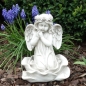 Preview: Engel kniend auf Blüte, Blumenkranz. Höhe 21 cm