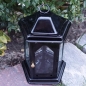 Preview: Stahlblech Laterne schwarz mit Glasscheiben.