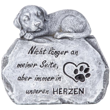 Hund auf Grabstein, 15cmx17cm