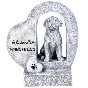 Hund in Grabherz mit Inschrift