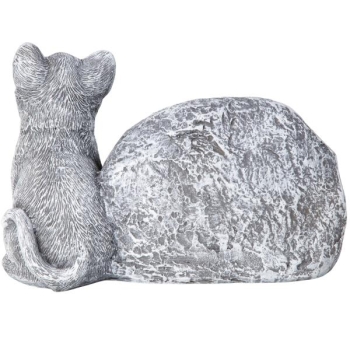 Grabstein mit Katzen Figur und Inschrift