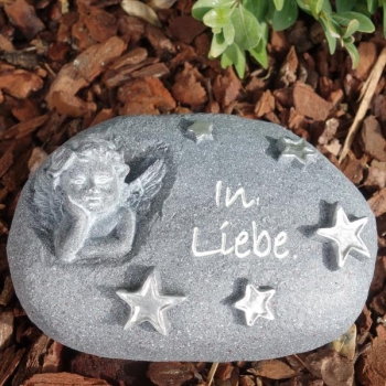 Deko Stein mit Engelsbüste, Inschrift In Liebe.
