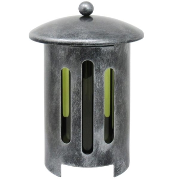 Runde Grablaterne alufarben mit Deckel