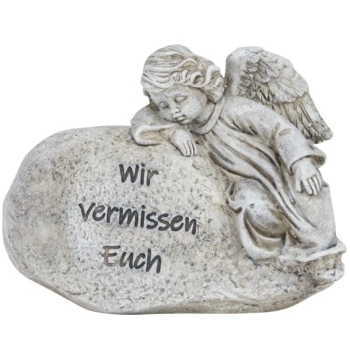 Grabengel auf Stein Gravur Wir vermissen Euch