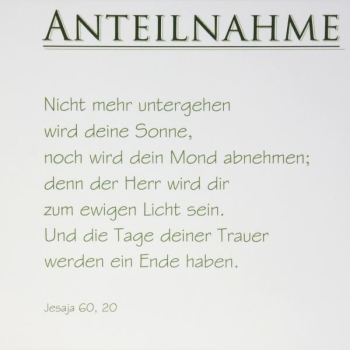 Aufrichtige Anteilnahme, Kondolenzkarte Text und Briefumschlag