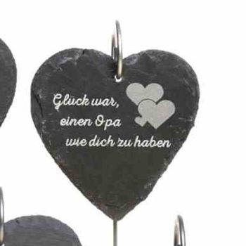 Schieferherz mit Stab Trauerspruch Opa