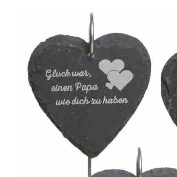 Schieferherz mit Stab Trauerspruch Papa