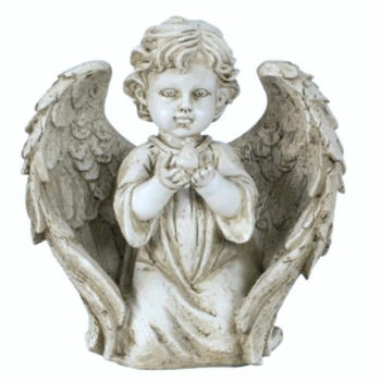 Deko Engel mit Vogel in der Hand. 25cm.