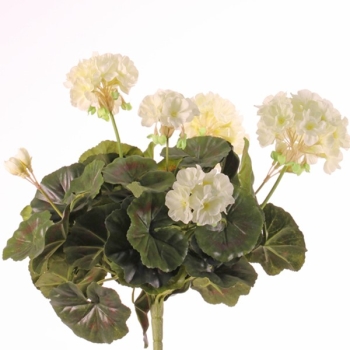 Seidenblume Grabpflanze Geranien creme weiß. H 30 cm