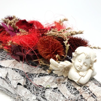 Grabgesteck mit Exoten und Engelsbüste