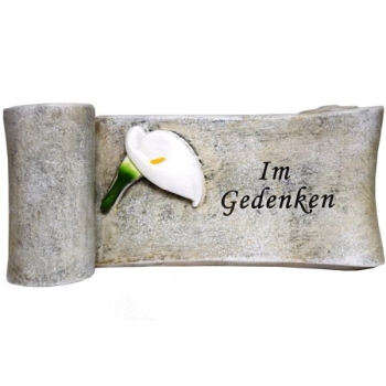 Grab Schriftrolle Calla Im Gedenken. L 20,5cm