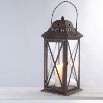 Große Grablaterne braun gewischt - Licht Grabstätte. H 40cm