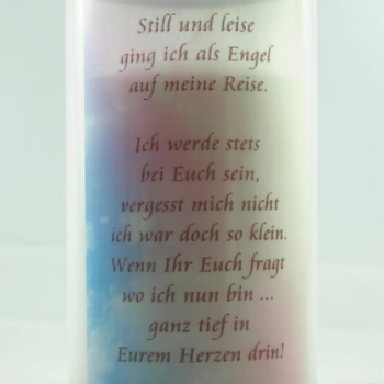 Grablicht Sternenkinder mit Inschrift und Regenbogenfarbe