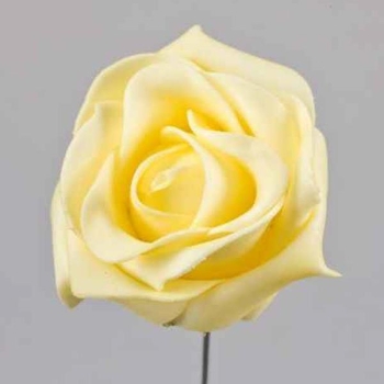 Blumendeko künstlich, haltbare Rosenblüten hellgelb. 7cm 6Stück