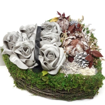 Grabherz handgefertigt mit Exoten und Rosen