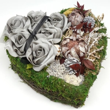 Grabherz handgefertigt mit Exoten und Rosen