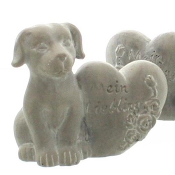 Grabdeko Hund, Figur und Herz Mein Liebling. 9cm