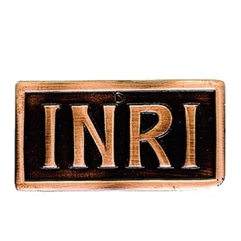 Rechteckige Massiv Platte mit Initialen INRI, 3cm x 5,5cm