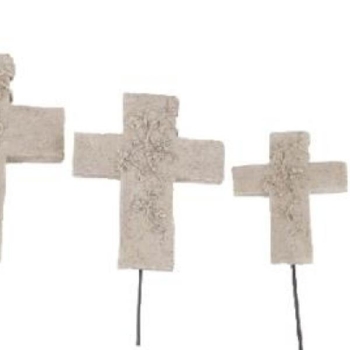 Poly Kreuz, Gedenkkreuz Dekoration. 9,7x1x12cm