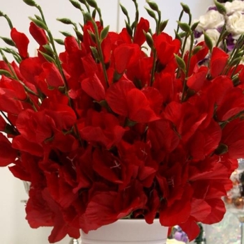 Kunstblume Gladiole günstig, rote Seidenblume 6 Blüten