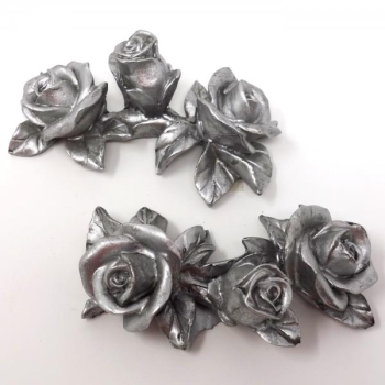 Rosen aus Polyresin, Ranke Silber. 11cm. 2 Stück