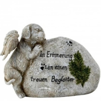Hunde Grabstein mit Inschrift. 21 cm.