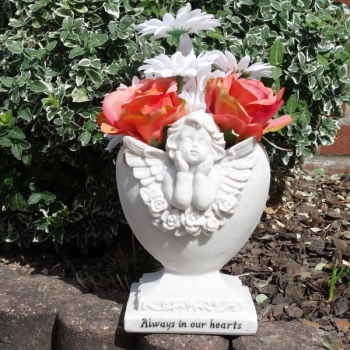 Always in our hearts Grabschmuck Engel und Blumen