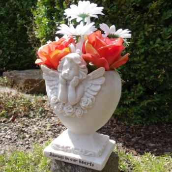 Always in our hearts Grabschmuck Engel und Blumen
