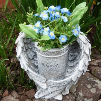 Vase Engelflügel mit Vergissmeinnicht