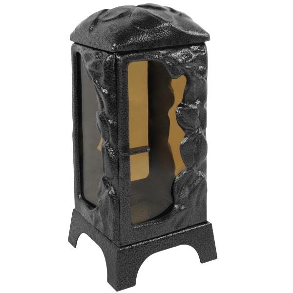 Schwarze Grablaterne Grablampe mit Tür