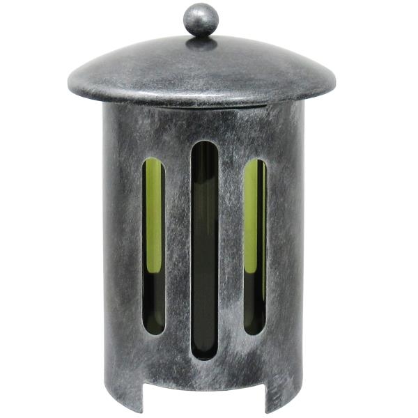 Runde Grablaterne alufarben mit Deckel