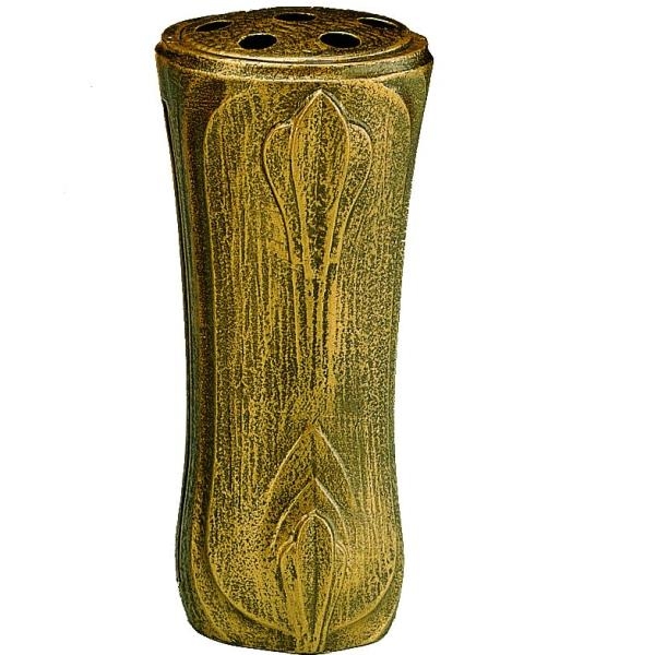 Bronzefarbene Grabvase, Vase mit Blumenverteiler