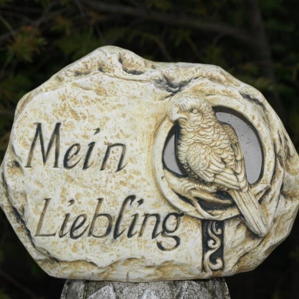 Grabstein Vogel Mein Liebling, Haustier Grabstein. 12x14cm