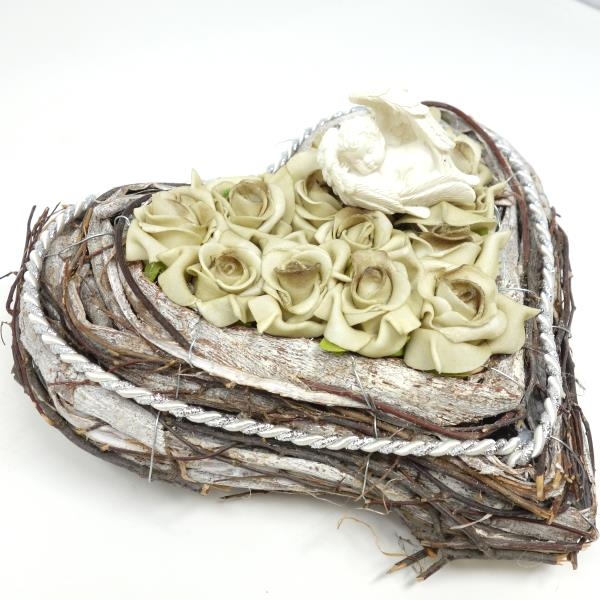 Herz Grabschmuck mit schlafenden Engel