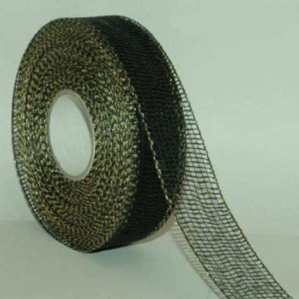 Band Trauer Gitter, schwarz-silber. 30 mm, 25 Meter.