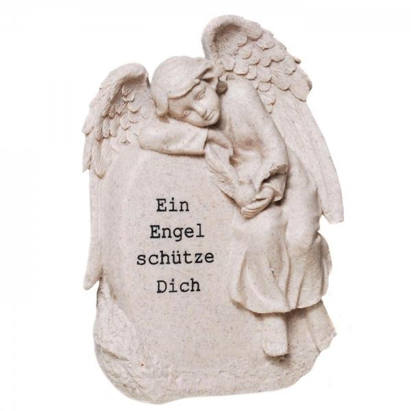 Engelfigur mit Trauerstein.