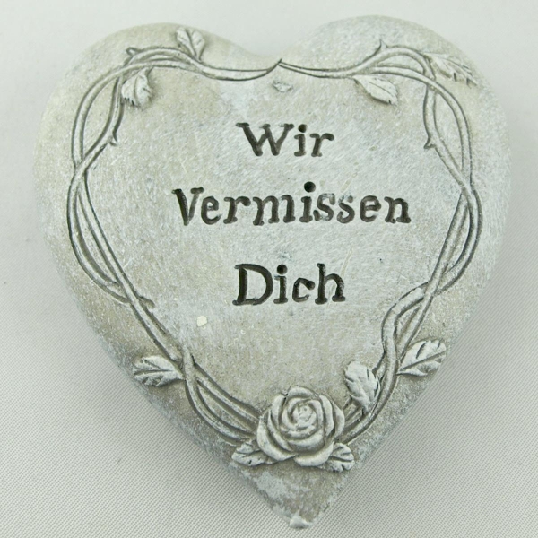 Grabherz mit Inschrift Wir vermissen Dich. Breite 8cm