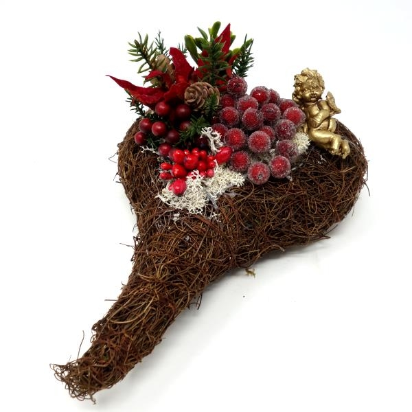 Trauerherz mit Engel und Beeren