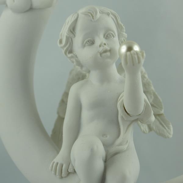 Sitzende Engel Figur mit Mond auf Wolke, Deko Engel