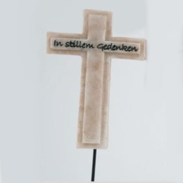 Deko Kreuz mit Inschrift, Gravur In stillem Gedenken