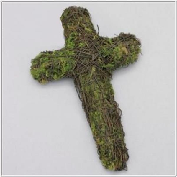 Kreuz Luftwurzel Moos, Grabdeko Kreuz. L 16cm