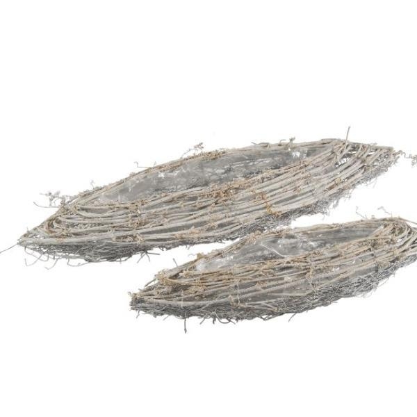 Pflanzgefäß für Grabblumen, Natur Äste Schiffchen, 40cm