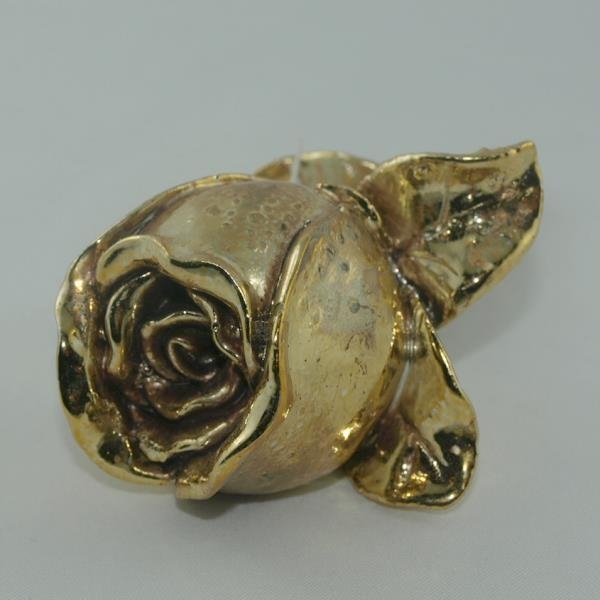 Goldene Deko Rose zum legen, Gold Grabdekoration, 12cm