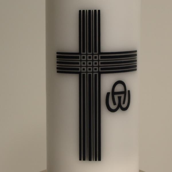 Trauerkerze, würdevolle Sterbekerze Symbol Kreuz
