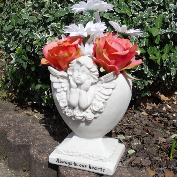 Always in our hearts Grabschmuck Engel und Blumen