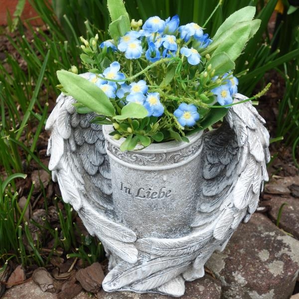 Vase Engelflügel mit Vergissmeinnicht