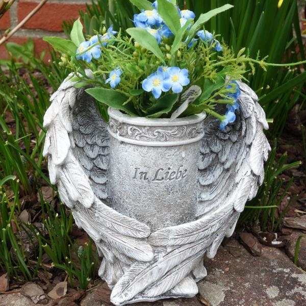 Vase Engelflügel mit Vergissmeinnicht