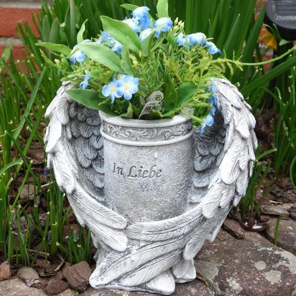 Vase Engelflügel mit Vergissmeinnicht